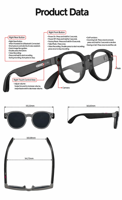 POVIX Smart Glasses with Camera & Audio